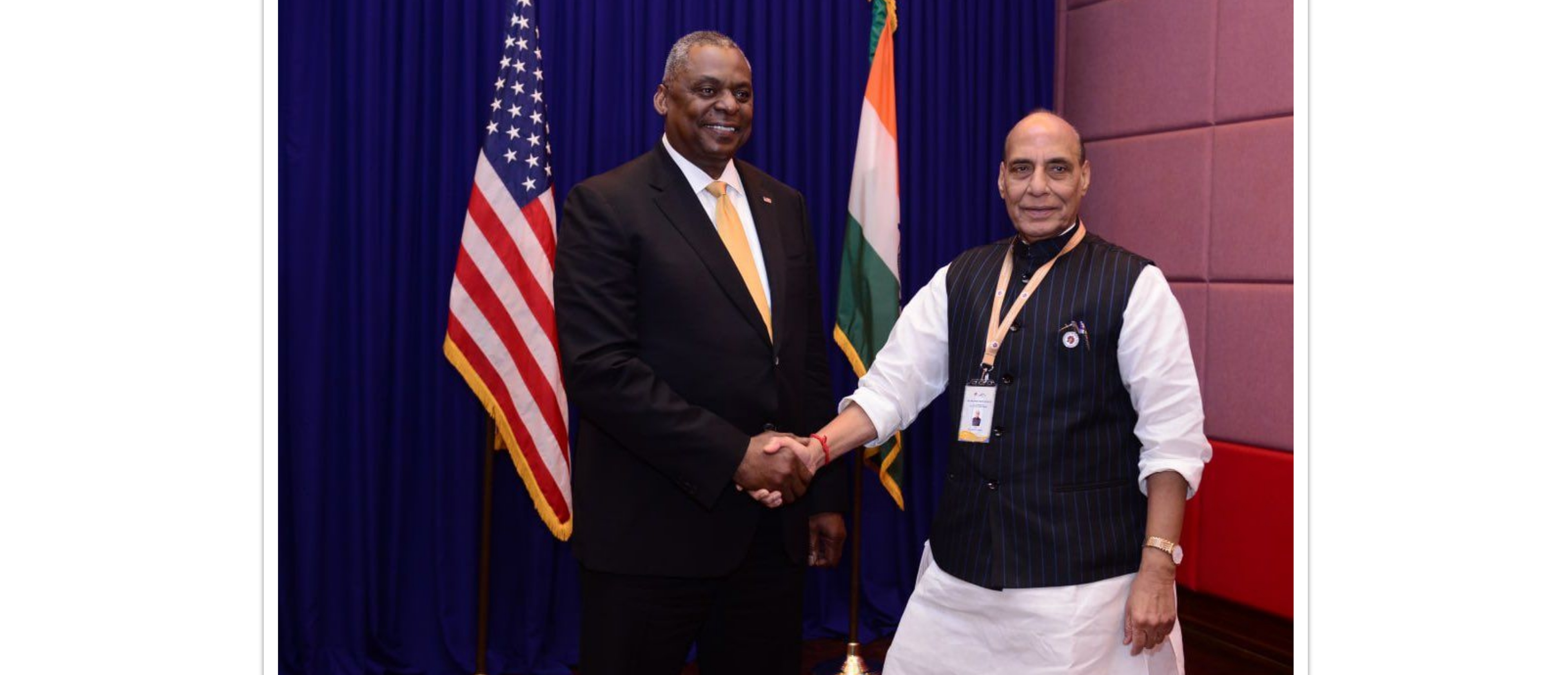  Raksha Mantri Shri Rajnath Singh met US Secretary of Defence, Mr Lloyd Austin in Cambodia